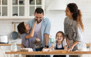 family baking together