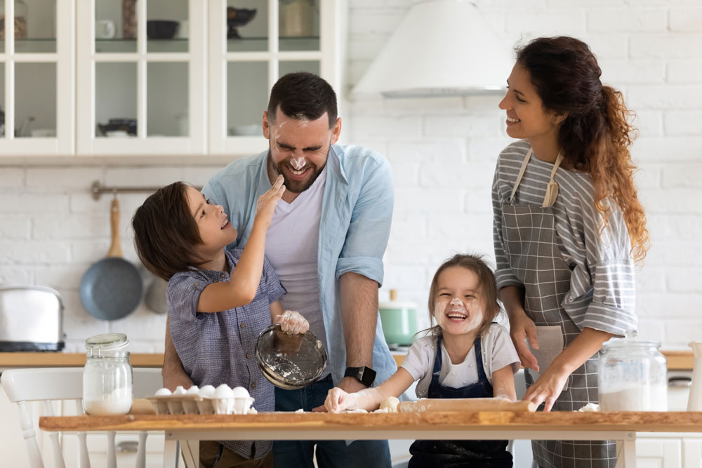 family baking together